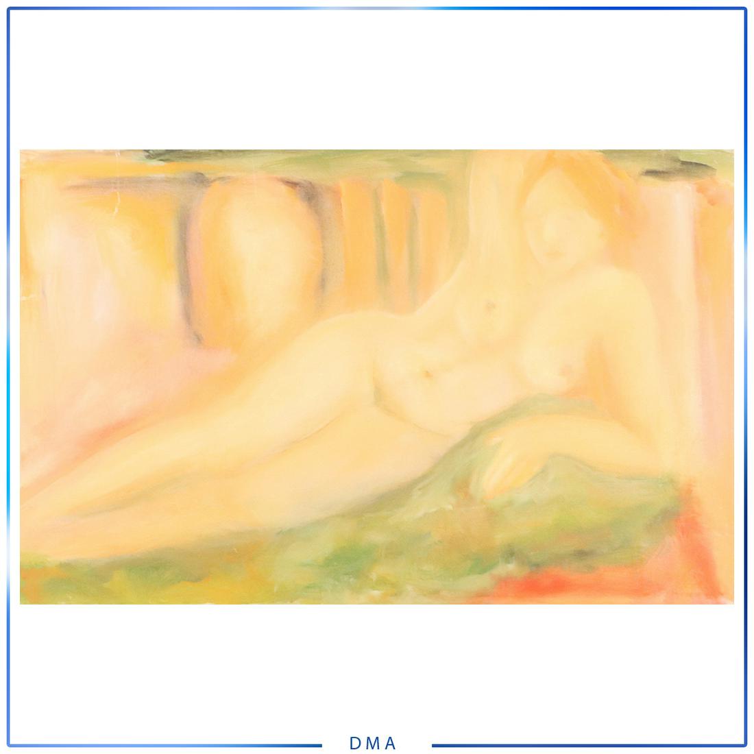 Saint Tamara 1973, Reclining Nude impressionism Oil/c: Saint Tamara 1973, Reclining Nude impressionism Oil/c. Oil on canvas painting. Signed, dated and titled on verso. size: 24x38