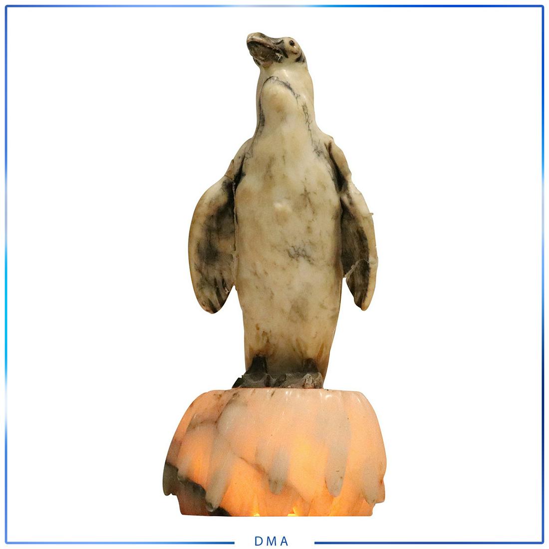 Unique Alabaster Penquin Figure Table Lamp: Unique Alabaster Penquin Figure Table Lamp. size: 21h x 9l x 9w