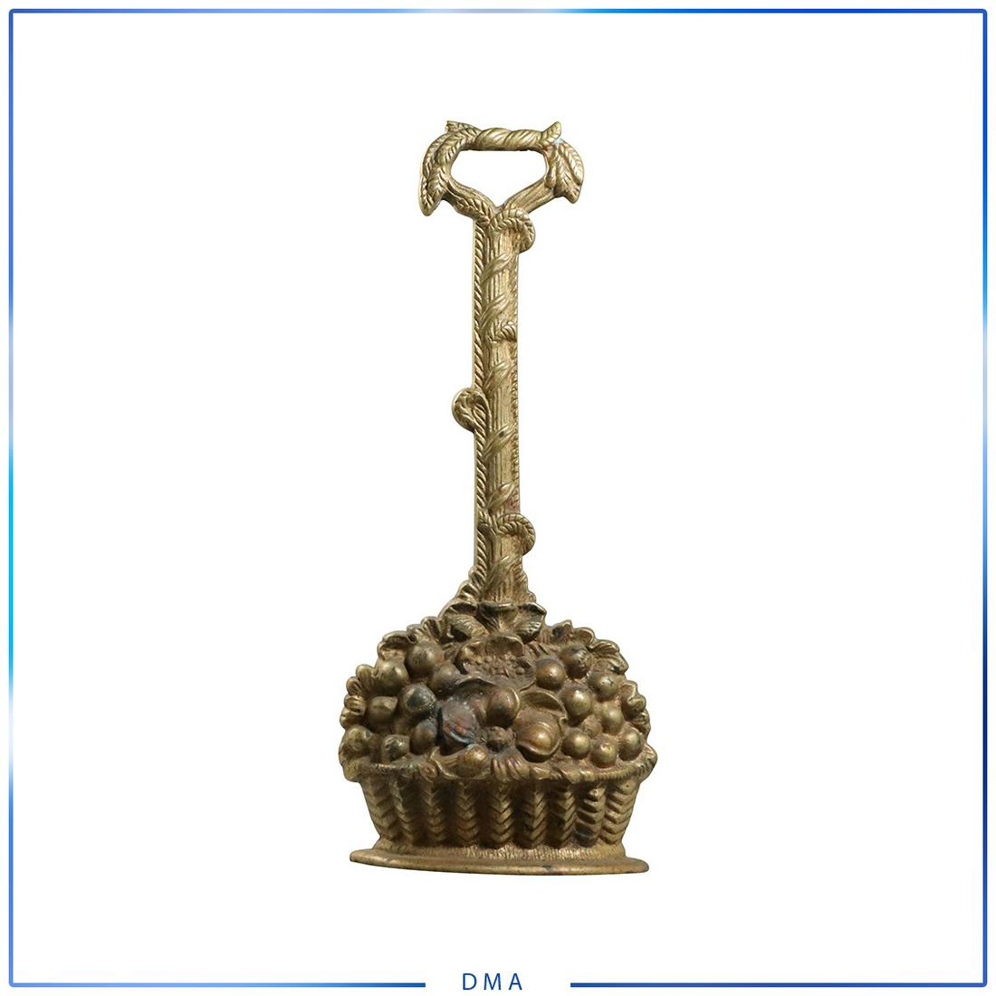 19th C Bronze Basket Grapes Door Stop: 19th C Bronze Basket Grapes Door Stop. p> size 14.5h x 7w