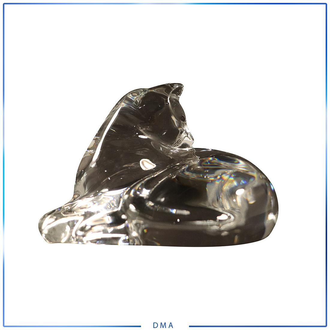 Baccarat Signed Crystal Glass Reclining Cat Figure: Baccarat Signed Crystal Glass Reclining Cat Figure. size: 3h x 4l