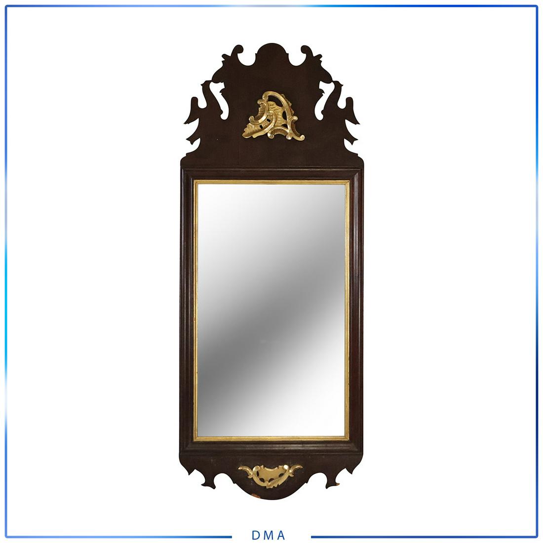 Wallace Nutting Signed Chippendale Style Wall Mirror: Wallace Nutting Signed Chippendale Style Wall Mirror. size: 39h x 16l