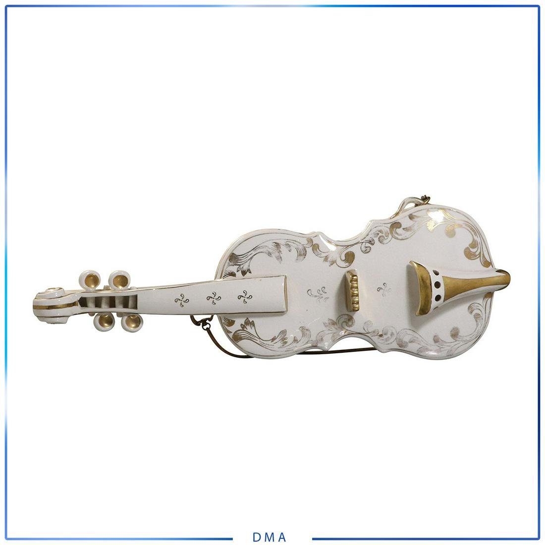 Italian Ceramic Violin Wall Hanging: Italian Ceramic Violin Wall Hanging. size: 4h x 18l