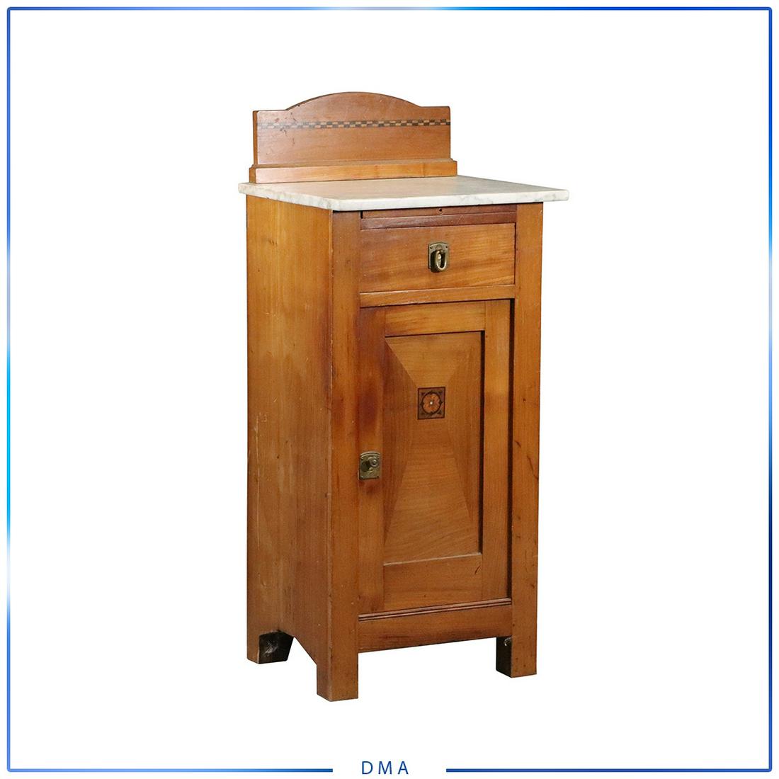 19th C. English Marble Top Half Commode: 19th C. English Marble Top Half Commode. Size: 37 h , 16.5 x 14