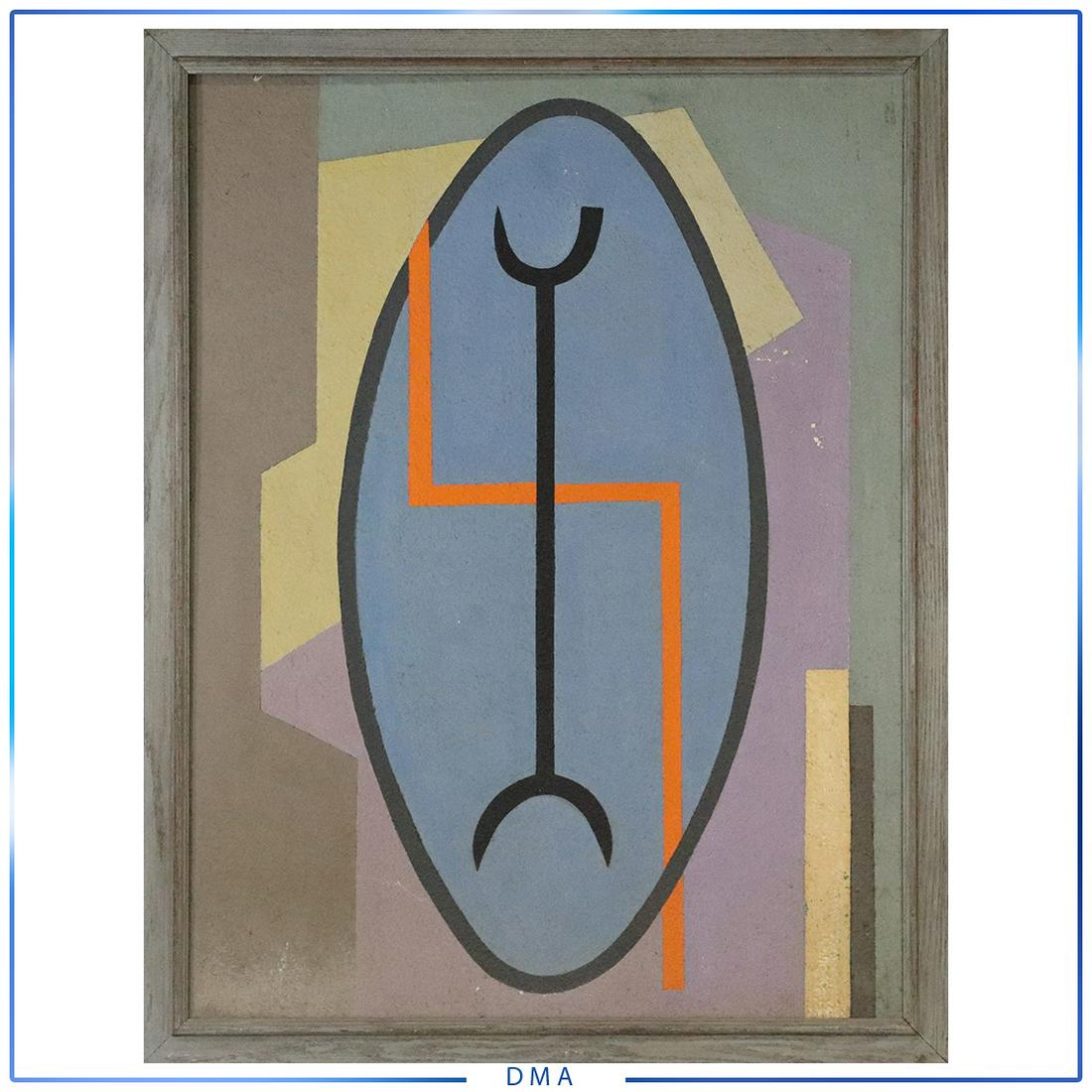 Attributed to Dorothy Dehner Oil/b Abstract Painting: Attributed to Dorothy Dehner. Mid-Century Modern Oil on Board Abstract Painting, original framing. Vintage. Unsigned. Size: 42 x 32, 46 x 36