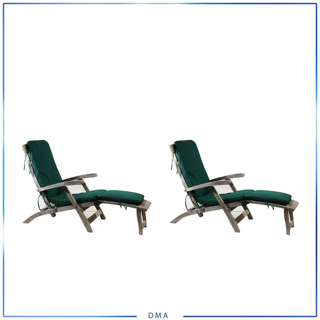 [2] Outdoor Wooden Deck Folding Lounge Chairs: [2] Outdoor Wooden Deck Folding Lounge Chairs. Cushions included. Size: 38 x 23 x 59