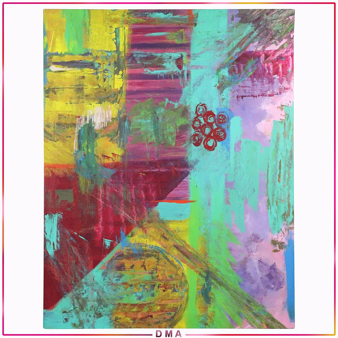 20th C. Colorful Abstract Composition Oil Painting (1 of 8)