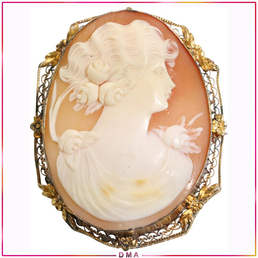 Sterling Silver Fancy Frame Mount Cameo Brooch (1 of 4)