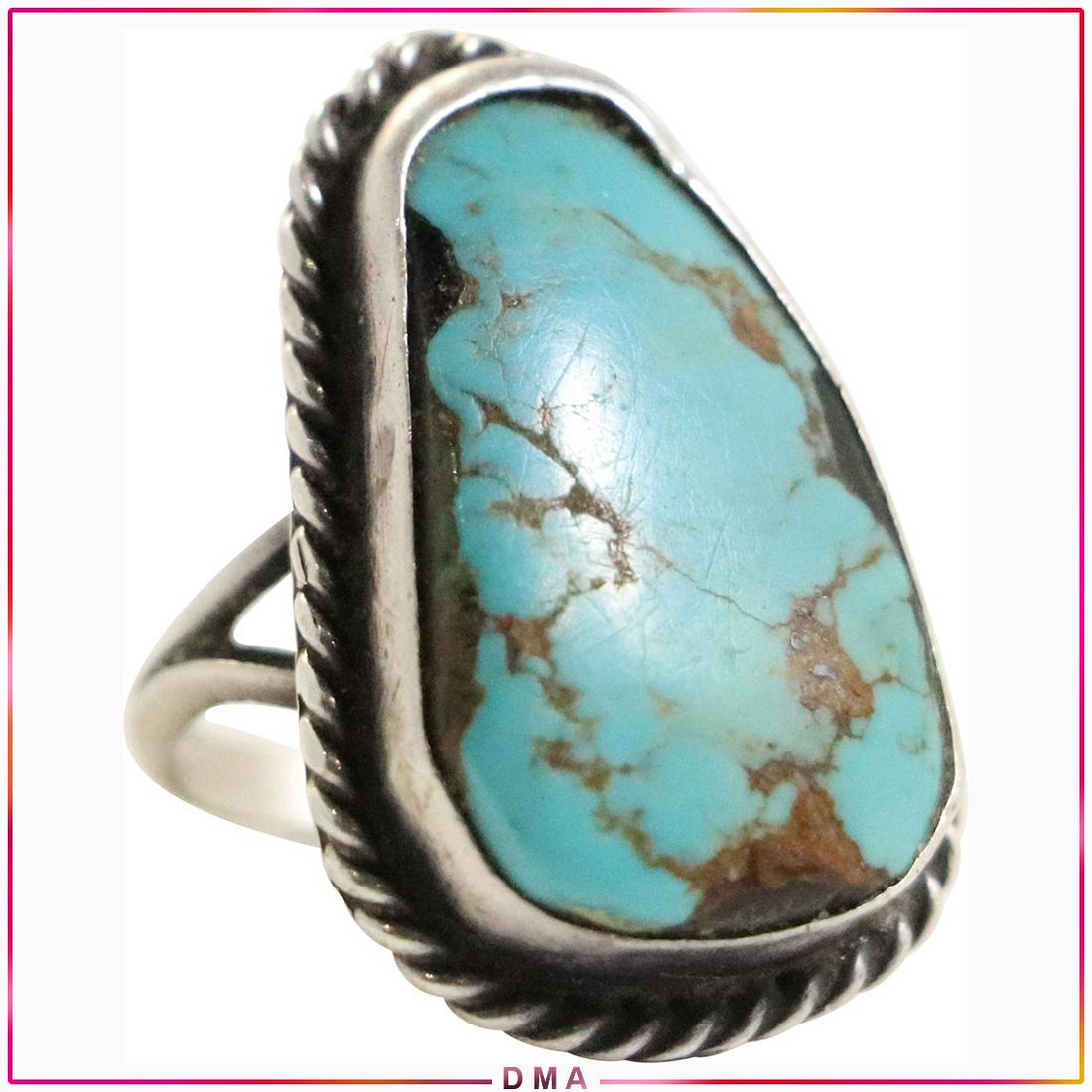 Sterling Silver & Turquoise Native American Indian Ring (1 of 5)
