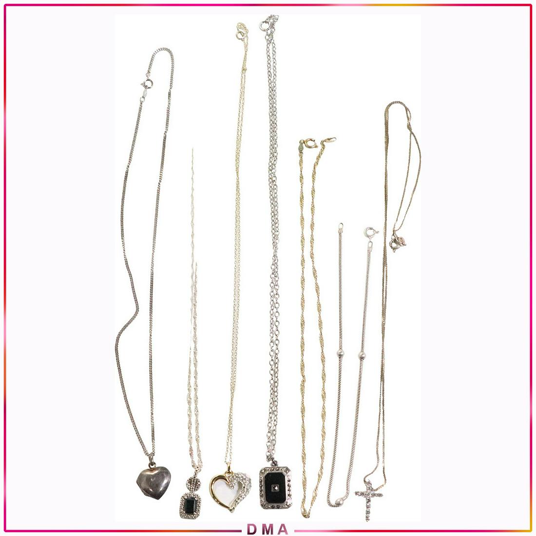 [7] Assorted Sterling Silver Necklaces  - Variety (1 of 8)