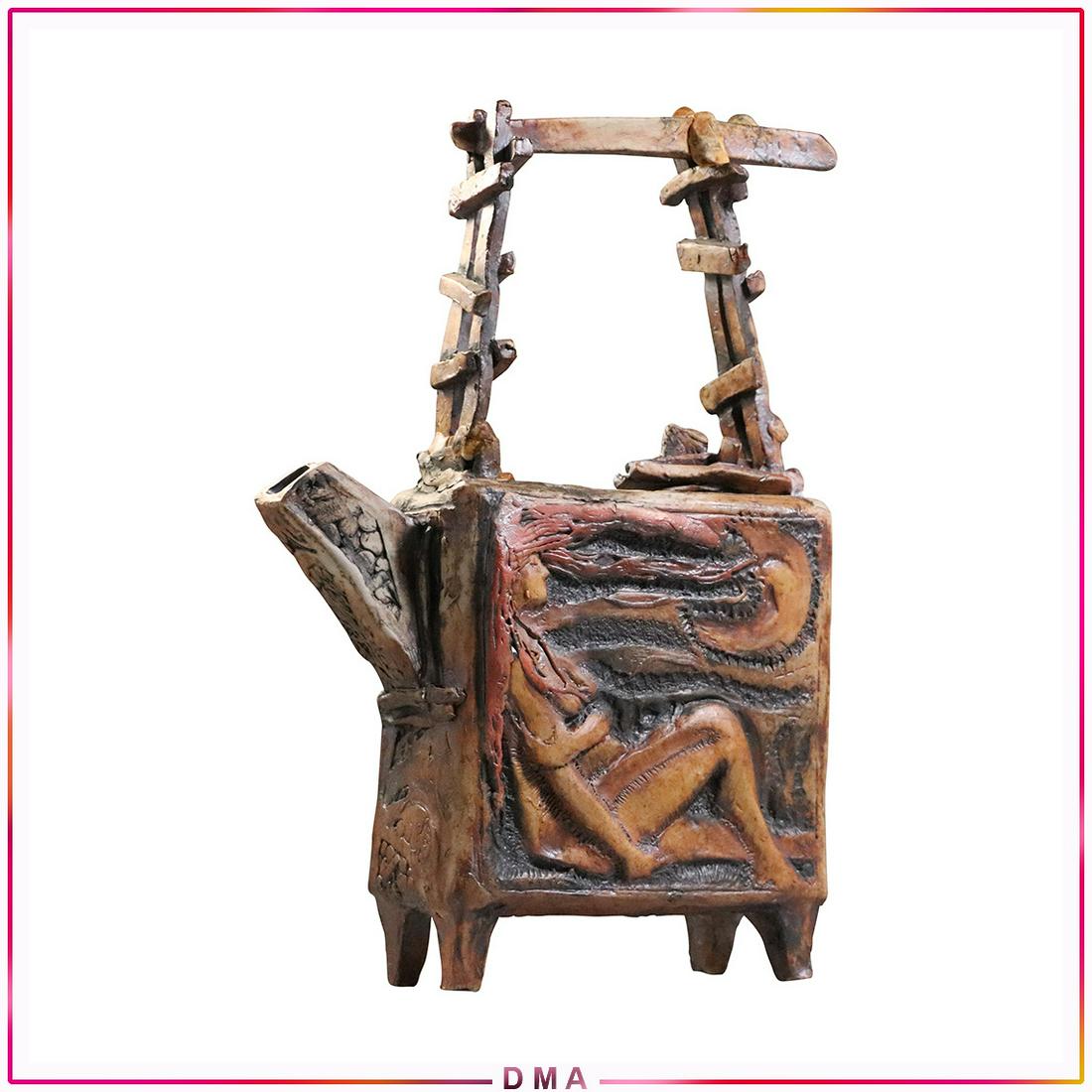 Unique Teapot Tribal Reclining Figure Looking at Moon (1 of 8)