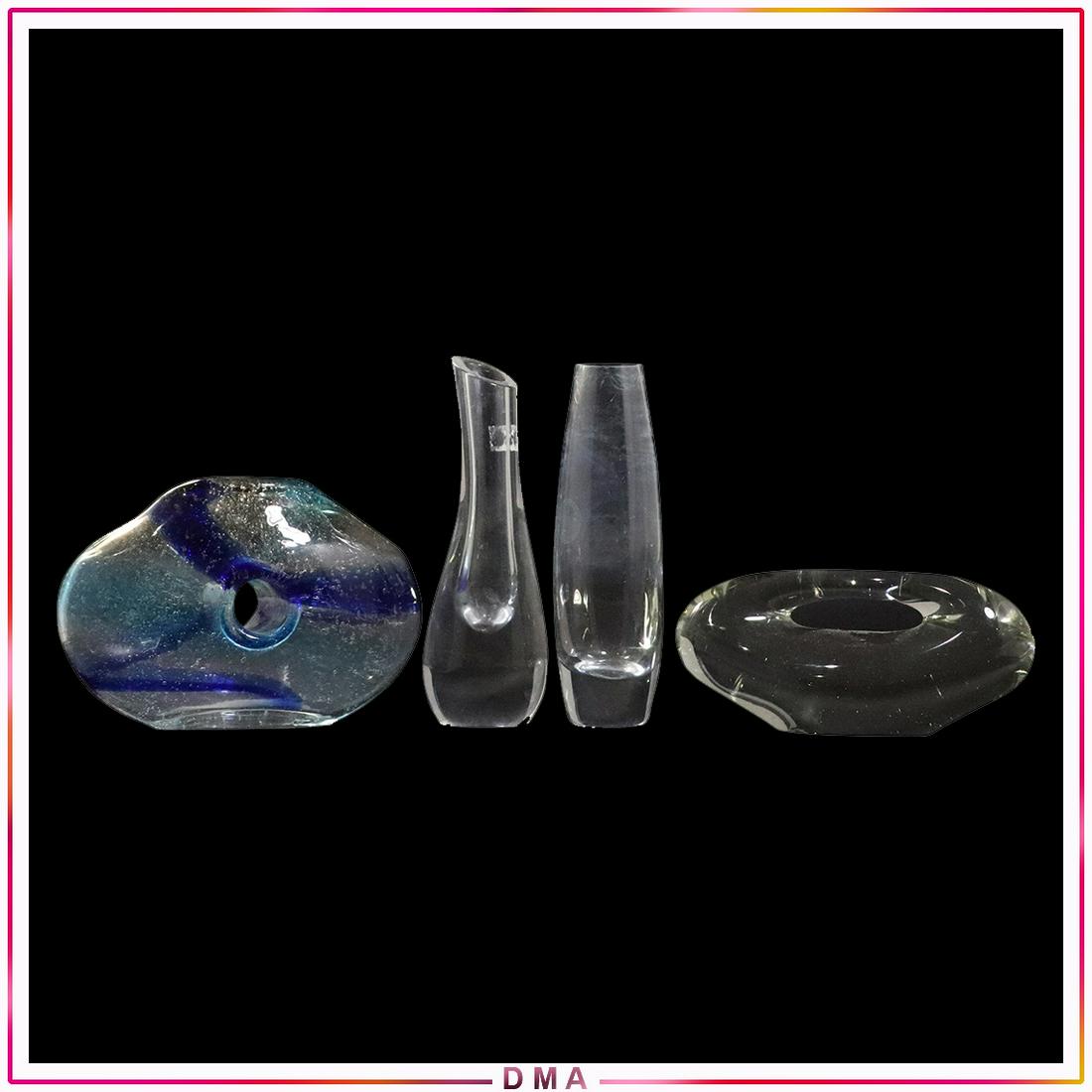 4 Assorted Mid-Century Glass Vases 3 Signed, 1 Baccarat (1 of 9)