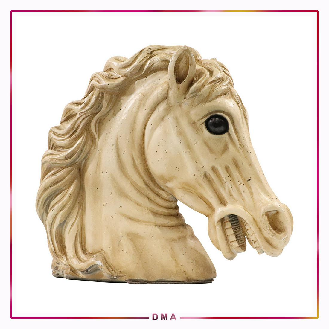 Large Ceramic Horse Head Sculpture White Stallion (1 of 9)