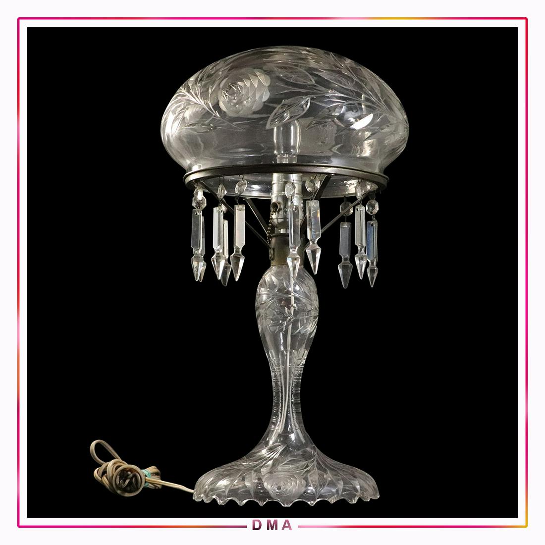 American Brilliant Cut Glass Mushroom Table Lamp (1 of 8)