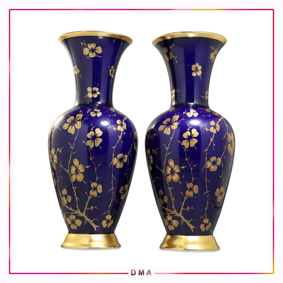 2 Vases Royal Porzellan Bavaria KPM Germany Echt Cobalt (1 of 7)