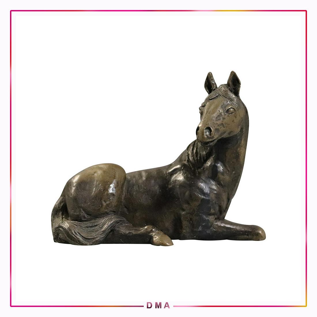 Joseph Addotta, Signed Bronze Reclining Horse Sculpture: Joseph Addotta, Signed Bronze Reclining Horse Sculpture. Good bronze patina finish. Signed: Addotta '87. Size: 3h x 3.75w