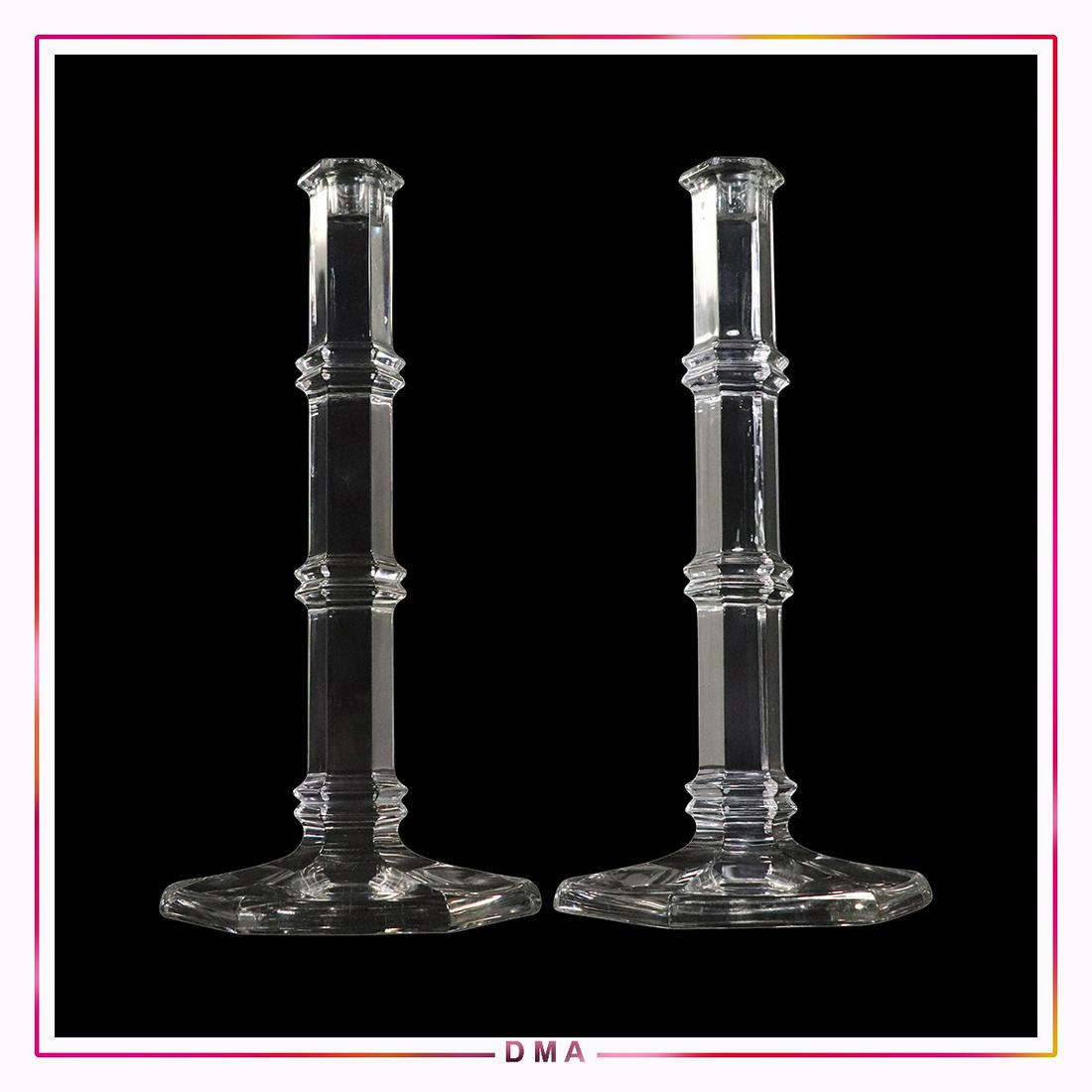 TIFFANY & CO Pair Crystal Glass Column Candlesticks (1 of 6)
