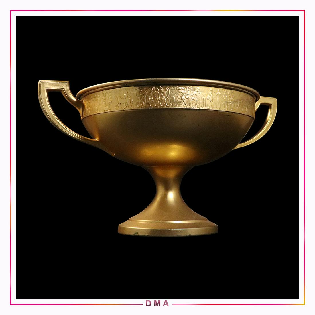 Gold Patina Metal Center Compote Band of Egyptian Scene (1 of 7)