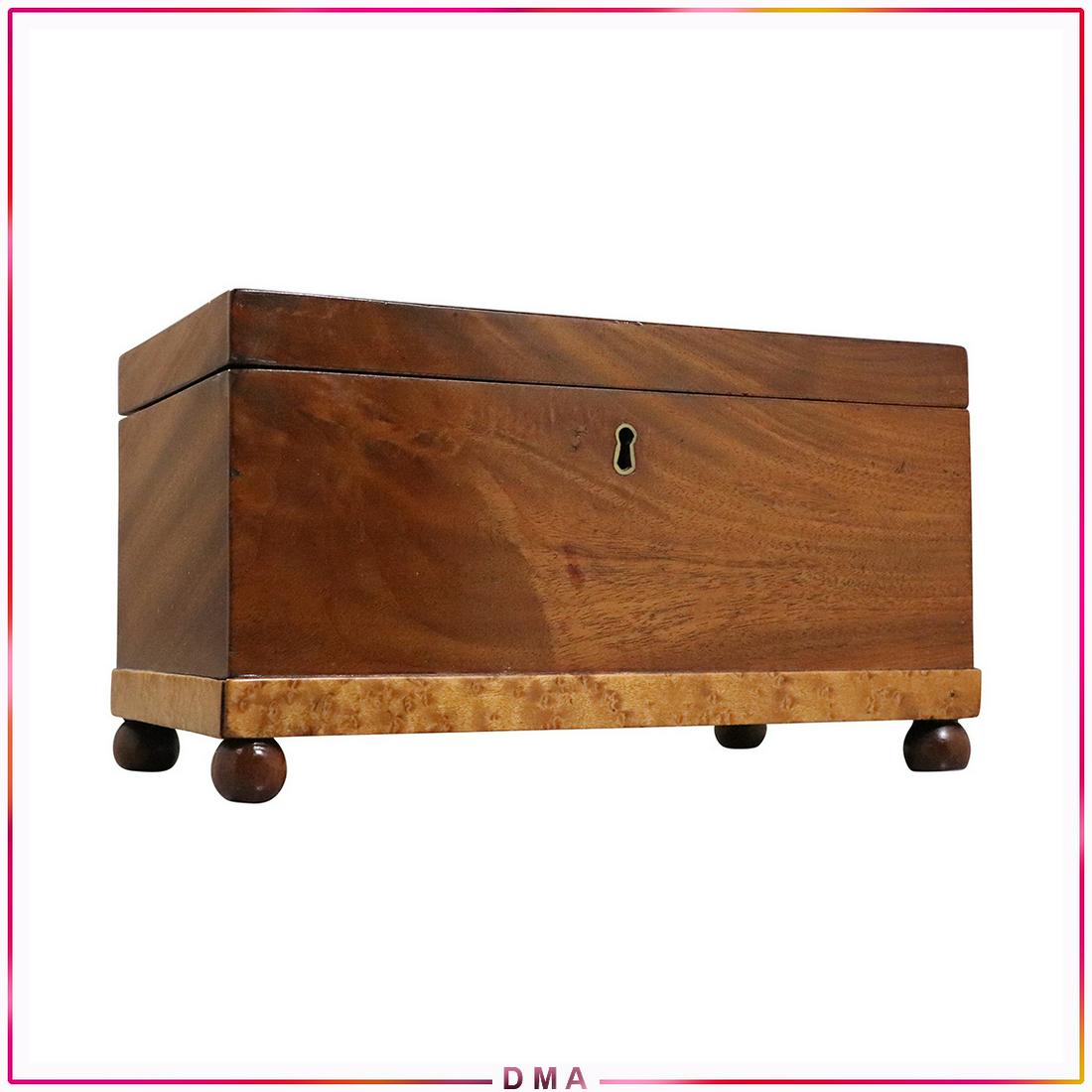 Biedermeier Wooden Jewelry Box Fitted Tray Interior (1 of 6)