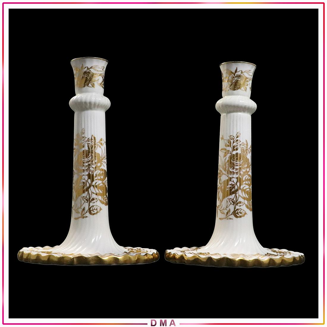[2] Rose Point Hammersley & Co Porcelain Candlesticks (1 of 6)