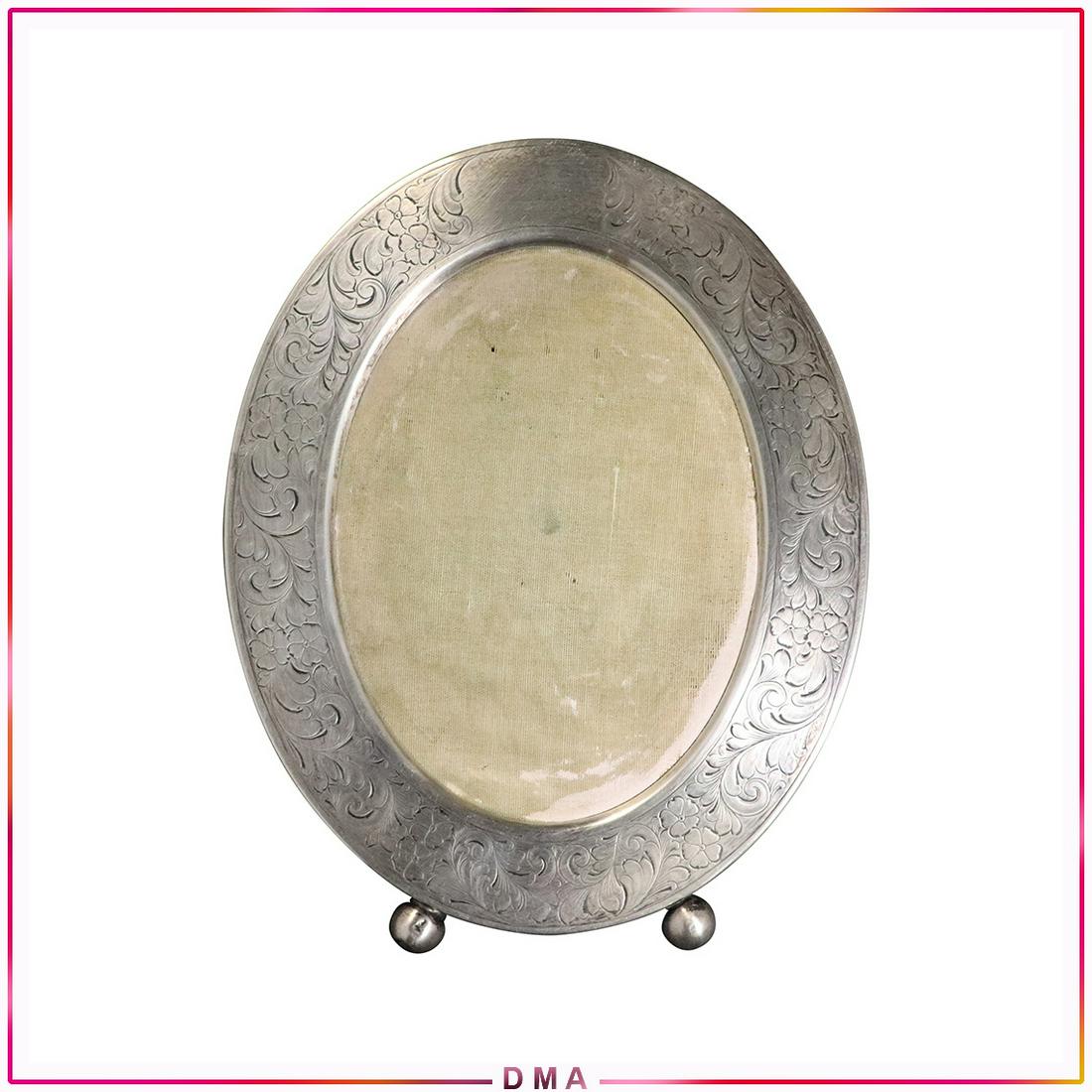 Sterling Silver Oval Picture Frame Incised Design (1 of 6)