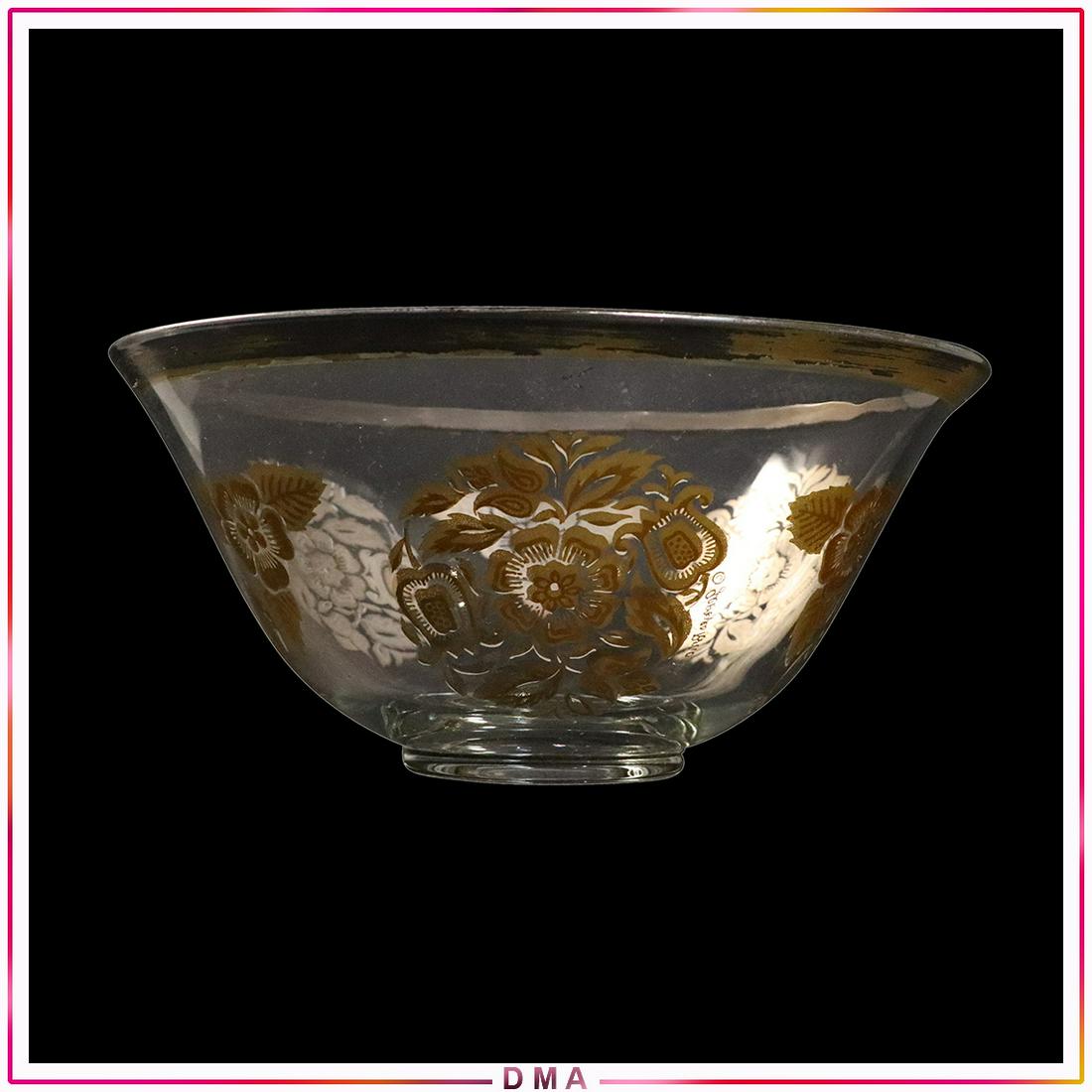 Georges Briard,  Large Glass Bowl Silver Floral Overlay (1 of 6)