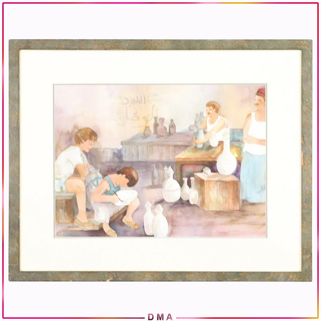 Elaine Goodman, Watercolor, Figures in Pottery Workshop (1 of 7)