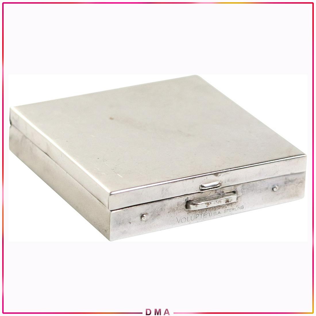 Sterling Silver Compact marked Volupte USA Sterling: Sterling Silver Compact marked Volupte USA Sterling. size: 1.5 in. x 1.5 in. x 1/2 in.