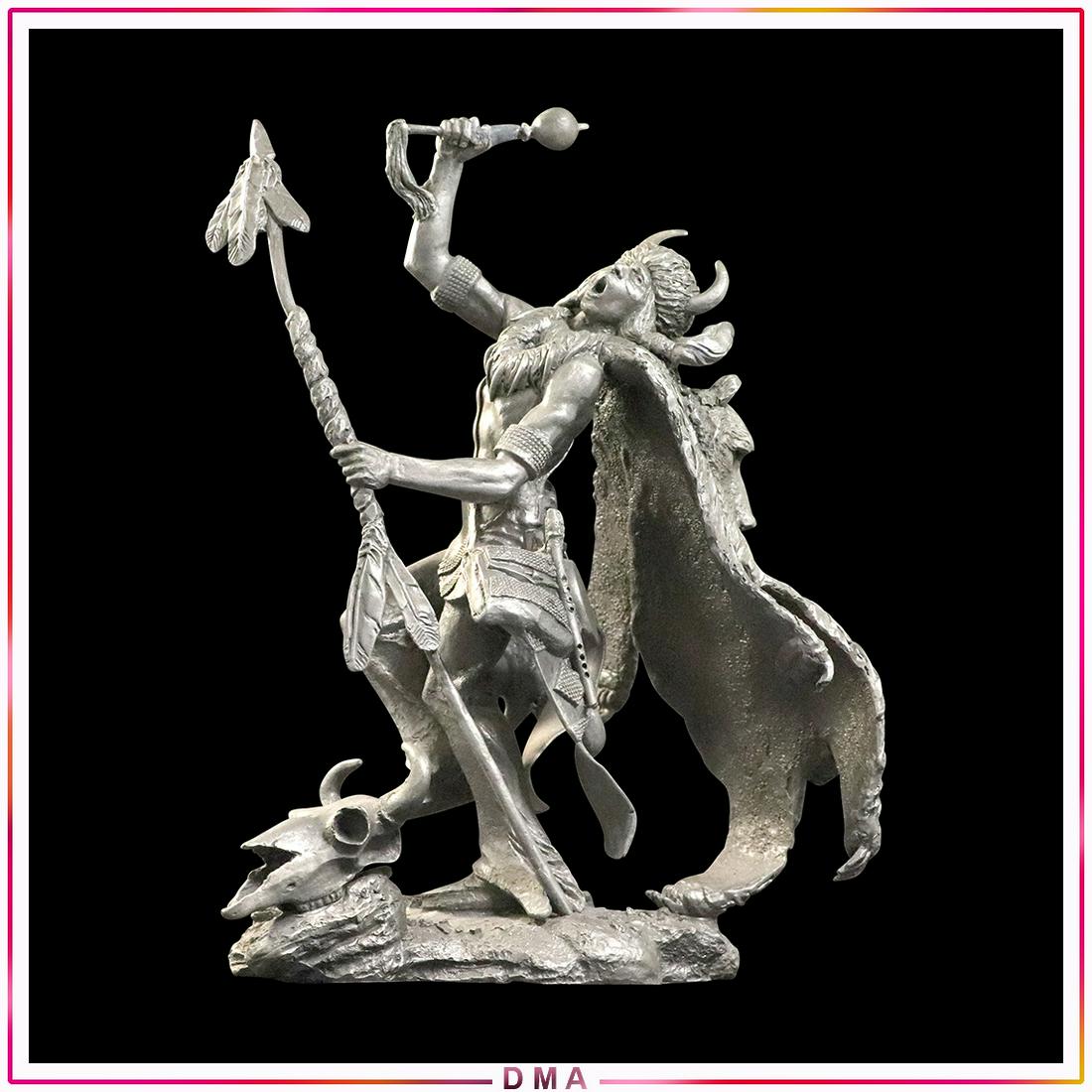 Jim Ponter, Fine Pewter Sculpture "Pawnee Shaman": Jim Ponter, Fine Pewter Sculpture "Pawnee Shaman". Size: 12x9x5.5