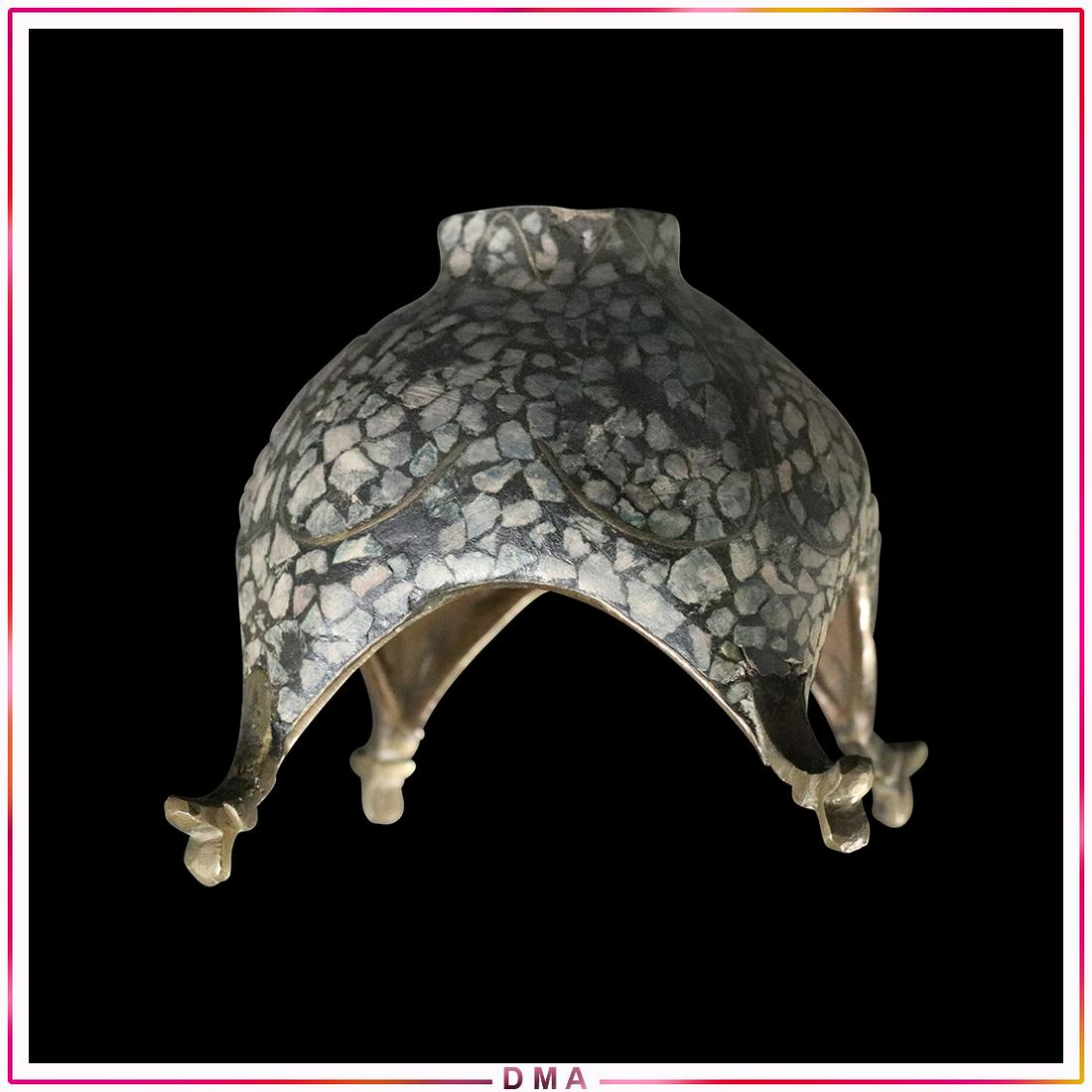 Unusual Mosaic Brass Footed Moorish Candle Holder: Unusual Mosaic Brass Footed Moorish Candle Holder. Size: 4x4.5