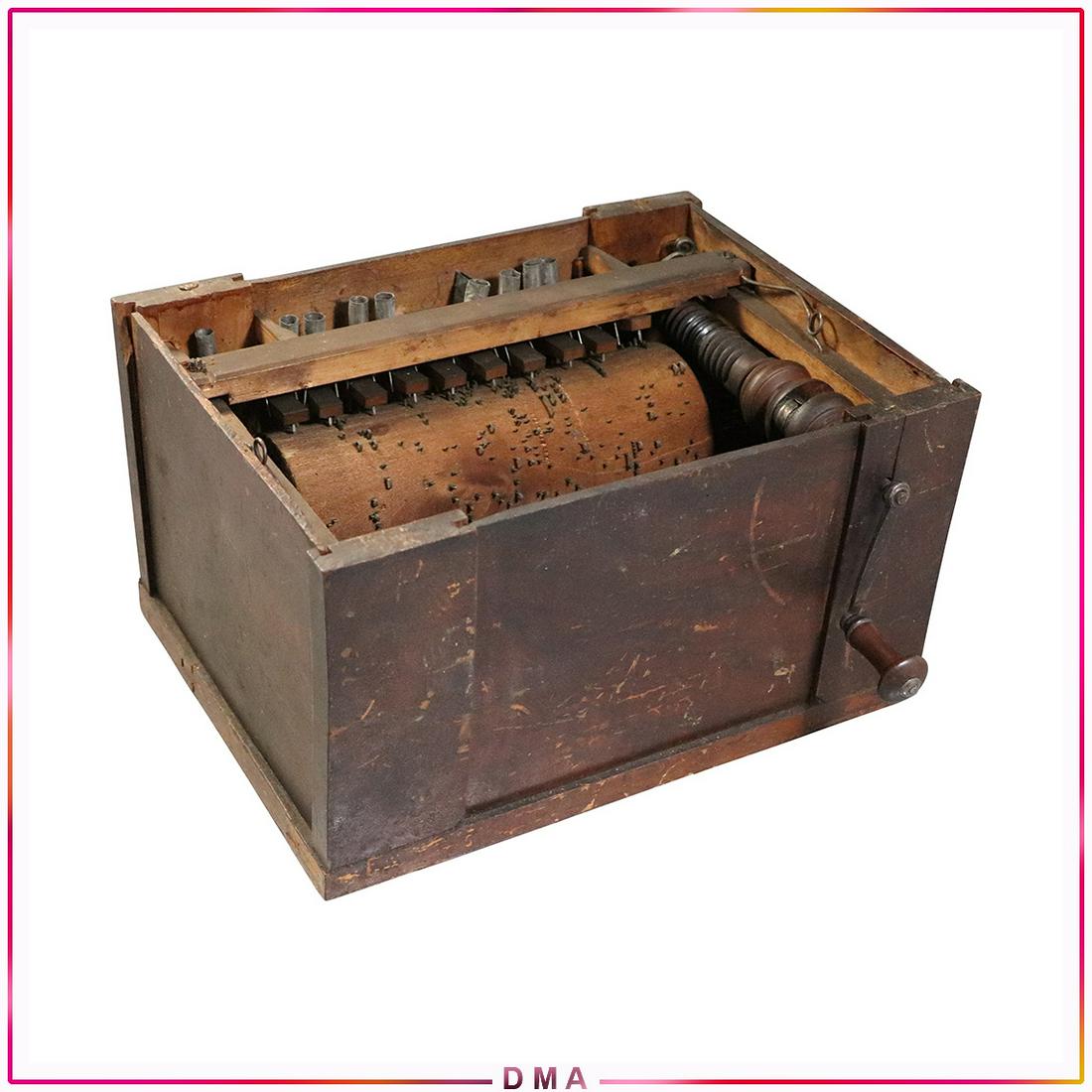 Antique Paris Hurdy Gurdy Wooden Music Box 8 Tunes: Antique Paris Hurdy Gurdy Wooden Music Box 8 Tunes. Size: 6.5x10.75x8.5