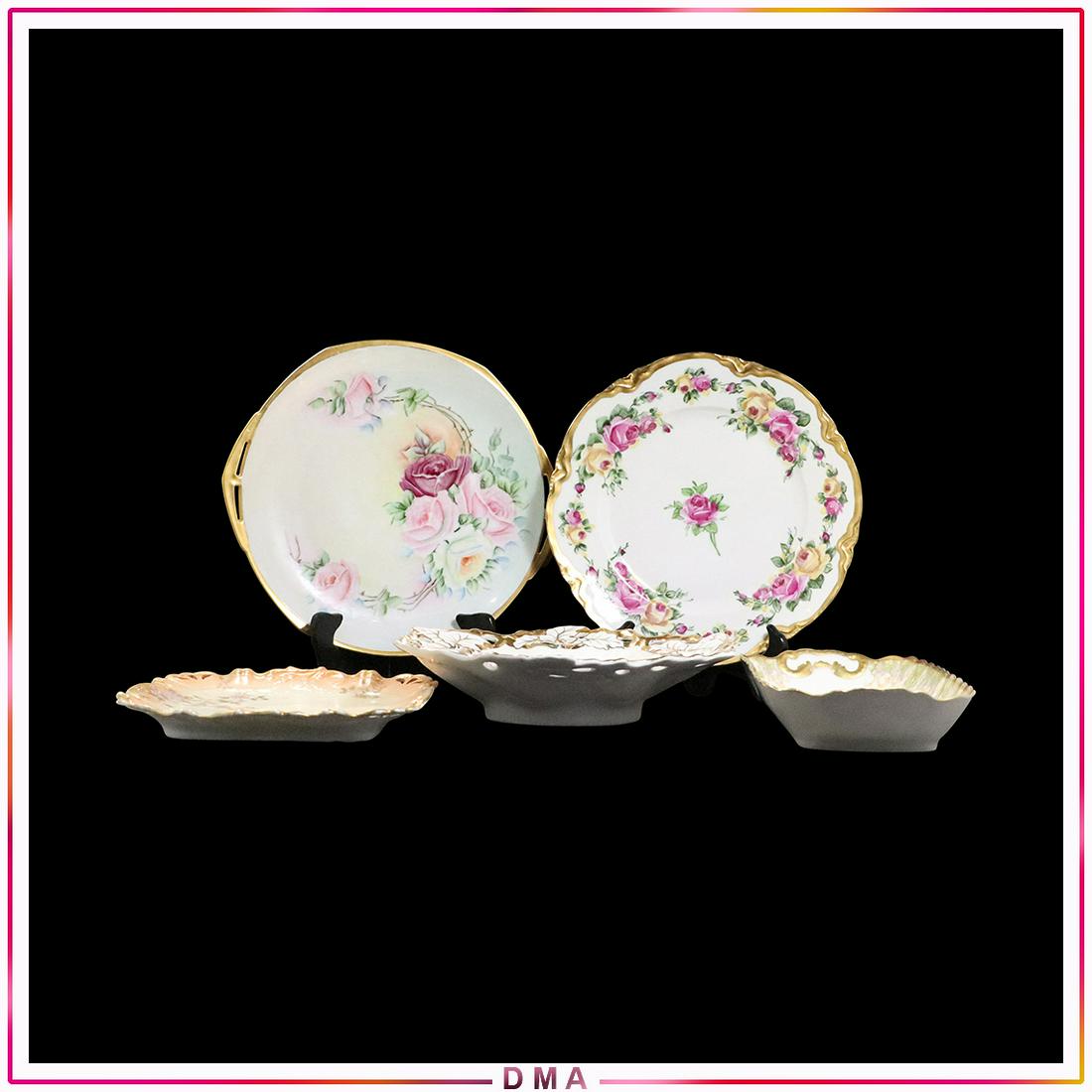 5 Assorted Porcelain Platters Limoges, Bavaria, Czech: 5 Assorted Porcelain Platters Limoges, Bavaria, Czechoslovakia. Size: 11x10, 10.5x2.5, 10x8, 9.75dia, 12.5x5.5