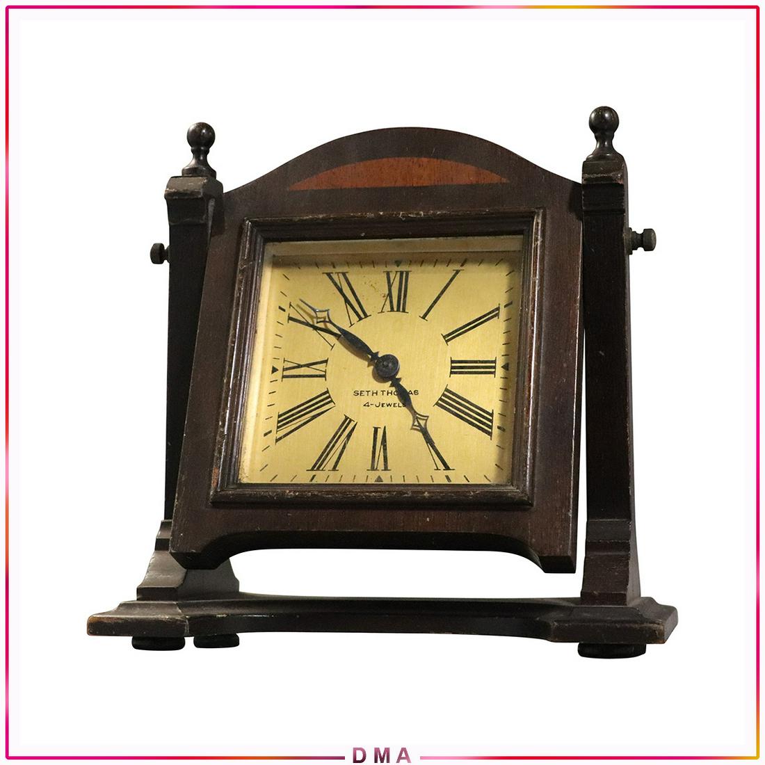 Seth Thomas 4 Jewel Clock in Swing Frame - Vintage: Seth Thomas 4 Jewel Clock in Swing Frame - Vintage. Size: 7.75x7.75x4