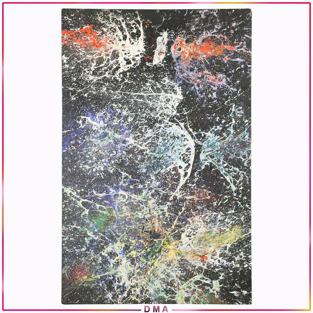 Mid-Century Modern Abstract Drip Art Oil Painting: Mid-Century Modern Abstract Drip Art Oil Painting style of Jackson Pollock. Unsigned. Vintage. Oil on canvas painting. Size: 44x28