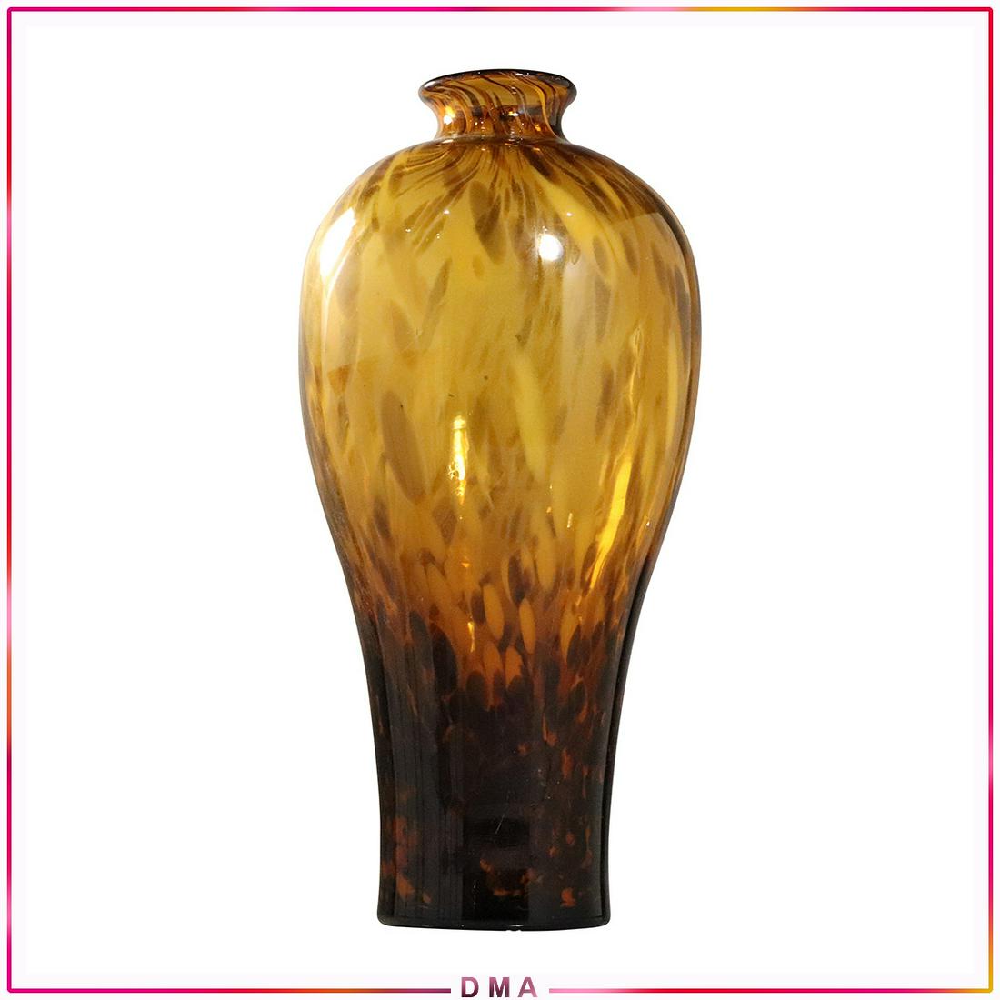 Amber Czech Glass Vase Mid-Century Modern: Amber Czech Glass Vase Mid-Century Modern. Size: 15.25h x 7w