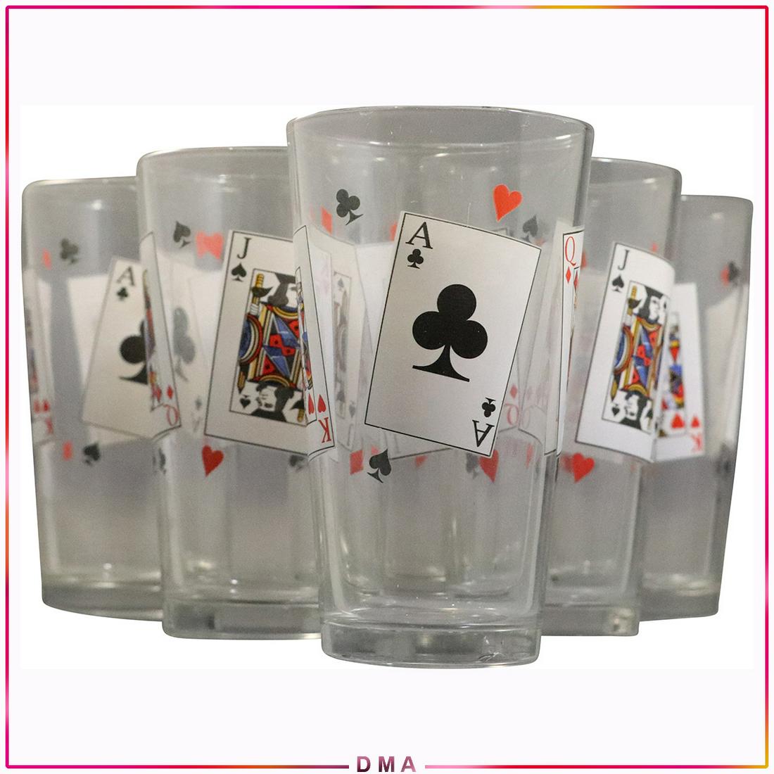 [5] Five "Playing Cards" Drinking Glasses: [5] Five "Playing Cards" Drinking Glasses. Size: 5.75h x 3.25w