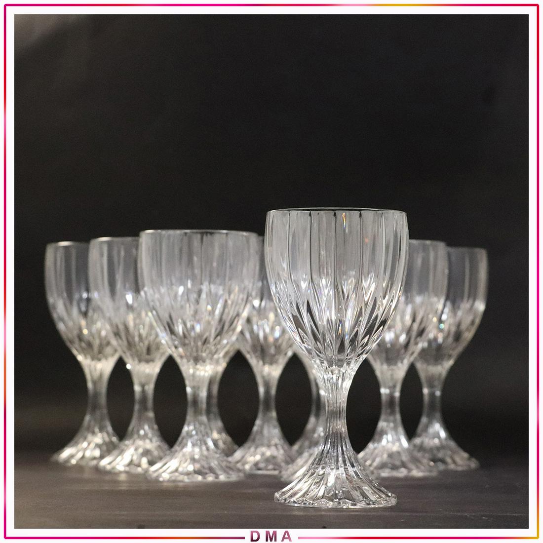 [8] Eight Heavy Crystal Ribbed Goblet Wine Glasses: [8] Eight Heavy Crystal Ribbed Goblet Wine Glasses. Size: 6.75h x 3.25w
