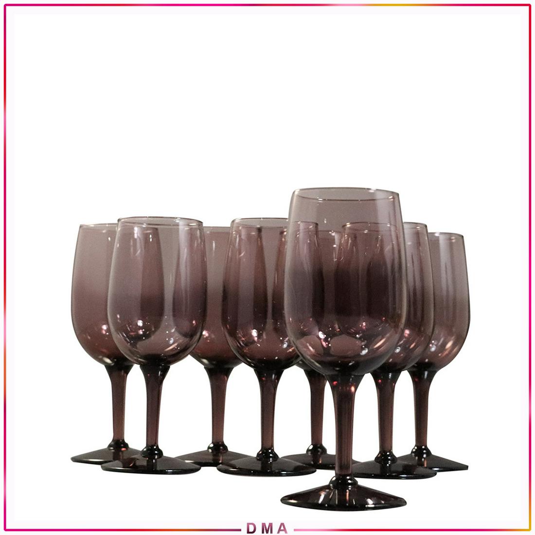 [8] Eight Purple Amethyst Wine Glasses: [8] Eight Purple Amethyst Wine Glasses. Size: 6h x 2.5w