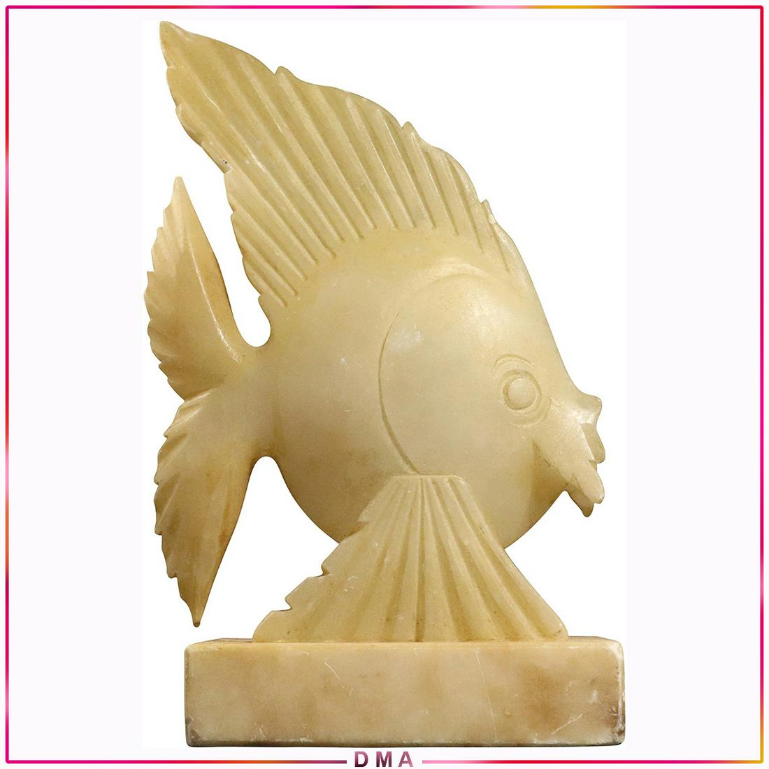 Mid-Century Modern Alabaster Sculpture Tropical Fish: Mid-Century Modern Alabaster Sculpture Tropical Fish. Note: minor nick See Pictures. Vintage. Size: 12h x 7L
