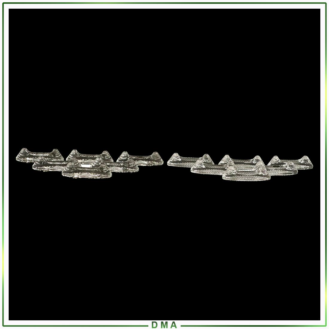 Set 12 Crystal Glass Table Top Place Card Holders: Set 12 Crystal Glass Table Top Place Card Holders. Made in Western Germany. Vintage. Size: 0.75h x 2.75L