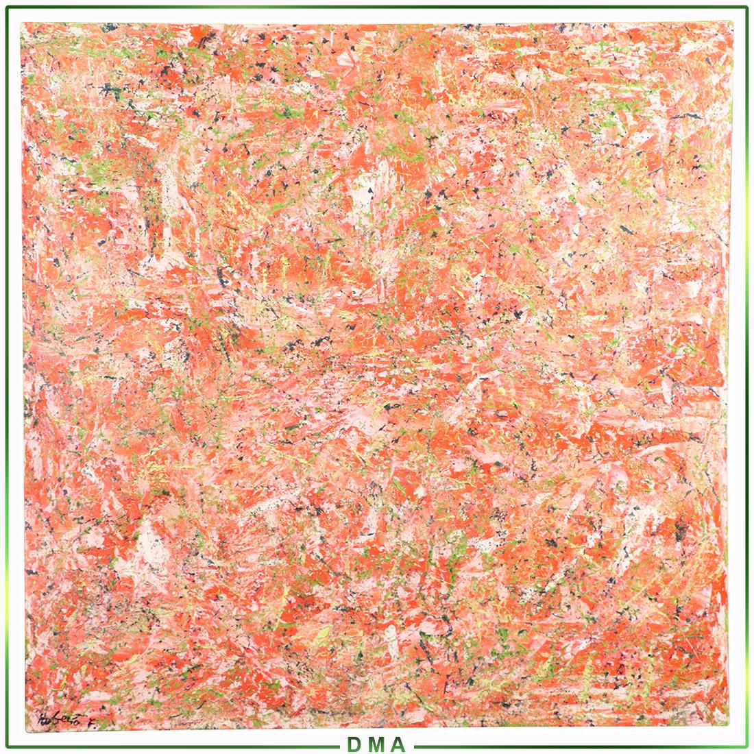 Roberto Fernandez, Mid-Century Modern Splatter Painting: Roberto Fernandez, Mid-Century Modern Splatter Painting. Oil on canvas painting. Signed on front : Roberto, and fully signed on back: Roberto Constantine Fernandez. Size: 40x40