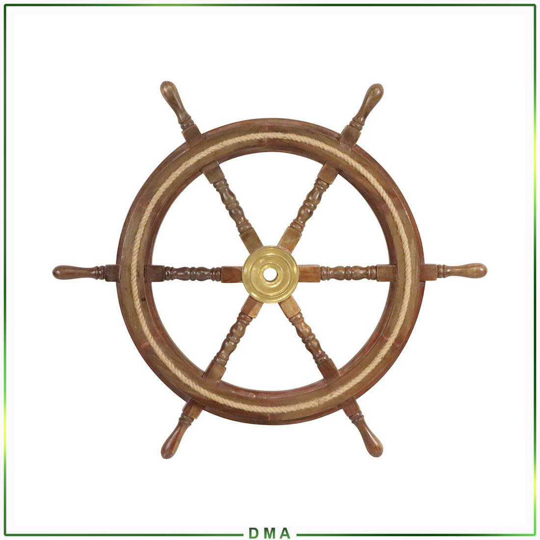 Brass and Wood Decorative Nautical Ship's Wheel: Brass and Wood Decorative Nautical Ship's Wheel. Size: 29dia