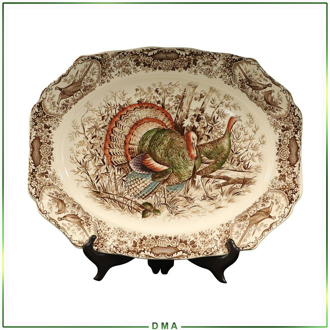 Johnson Bros. Porcelain Wild Turkeys Oval Platter: Johnson Bros. Porcelain Wild Turkeys Oval Platter. Native Americana. Size: 20.5L x 14.5w