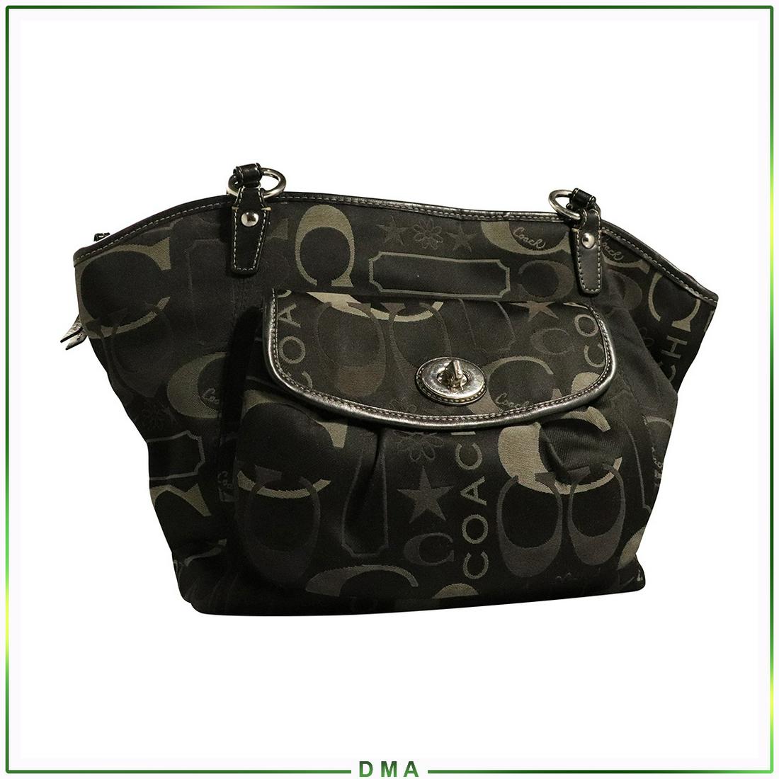 COACH Black Signature Handbag - Clean: COACH Black Signature Handbag - Clean. Size: 9h x 16w