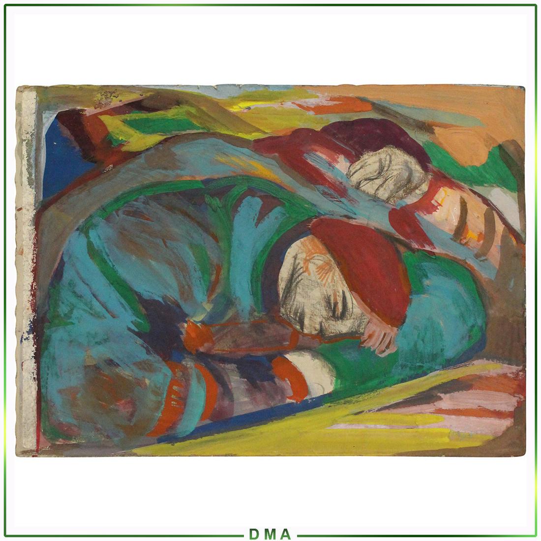 Josef Presser 1907-1967 Polish / Red Cap Figure Resting: Josef Presser 1907-1967 Polish / Red Cap Figure Resting. Signed: Presser. Mixed Media Watercolor, Gouache on paper. Well Listed Artist. Size: 11 x 15. ASKart: Josef Presser (1907 - 1967) was active/li