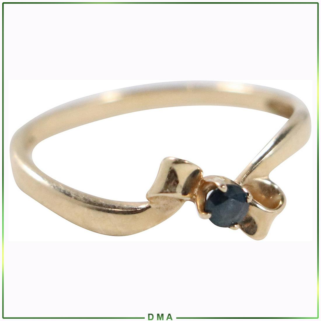 14K Yellow Gold with Sapphire Ring Size 8: 14K Yellow Gold with Sapphire Ring Size 8. 3/4 in. x 3/8 in.