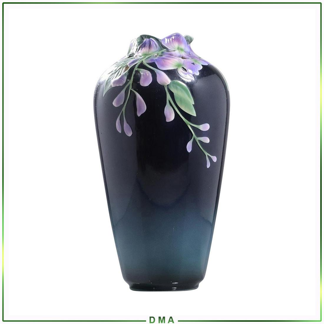 Fine Quality FRANZ Porcelain Vase Floral Decorated Top: Fine Quality FRANZ Porcelain Vase Floral Decorated Top. size: 12h x 6w