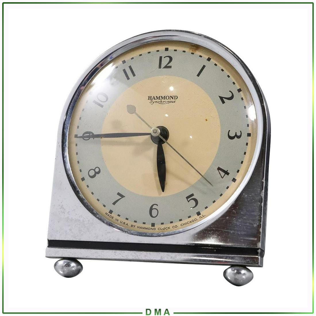 Hammond Chicago Mid-Century Chrome Alarm Clock: Hammond Chicago Mid-Century Chrome Alarm Clock, electric, Vintage. Size: 5.5 x 5w