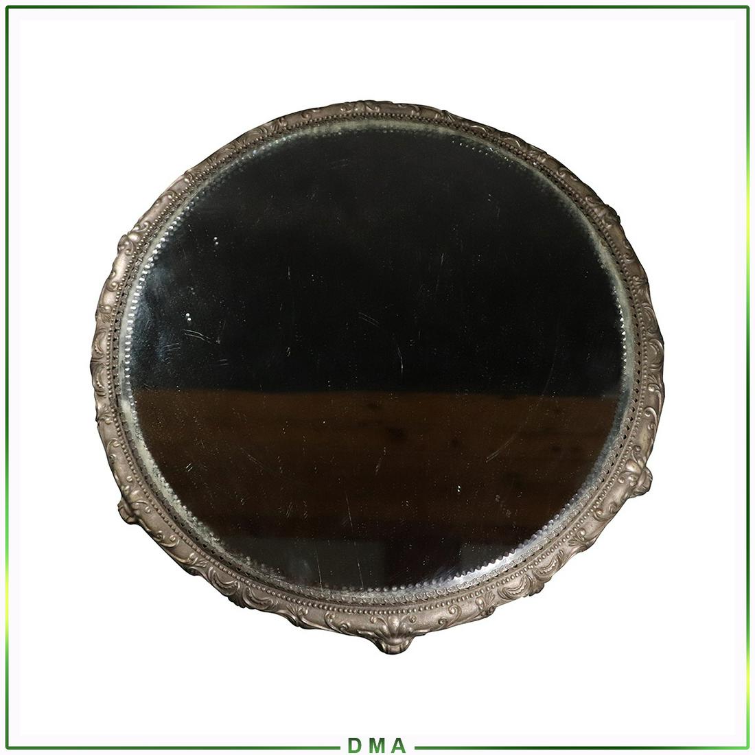 Antique Silver Plate Mirrored Top Plateau: Antique Silver Plate Mirrored Top Plateau. Size: 18.5w