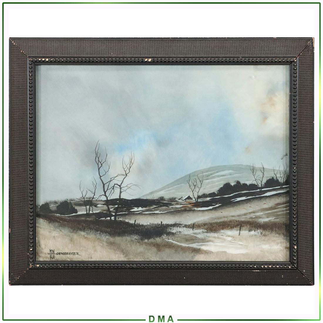 Don Hornberger 1921-2006, Oil/b Storm over Valley Land: Don Hornberger 1921-2006, Oil/b Storm over Valley Landscape. Signed, framed. Well listed American Artist. Size: 11x14 image, 13.5x16.5 outside frame. ASKart: Don Hornberger (1921 - 2006) was active/li