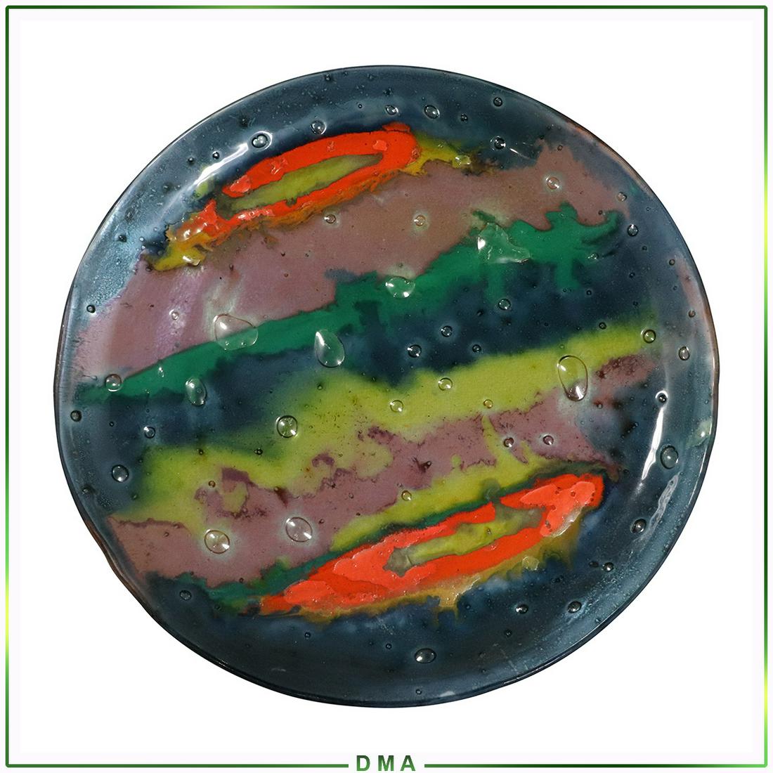 Abstract Fused Color Glass Charger / Serving Plate: Abstract Fused Color Glass Charger / Serving Plate. Size: 1.5h x 15.5dia